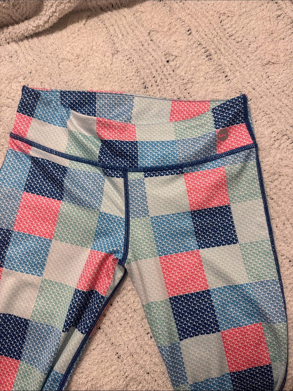 Vineyard Vines Girls' Check Leggings - Pink, Navy & Mint